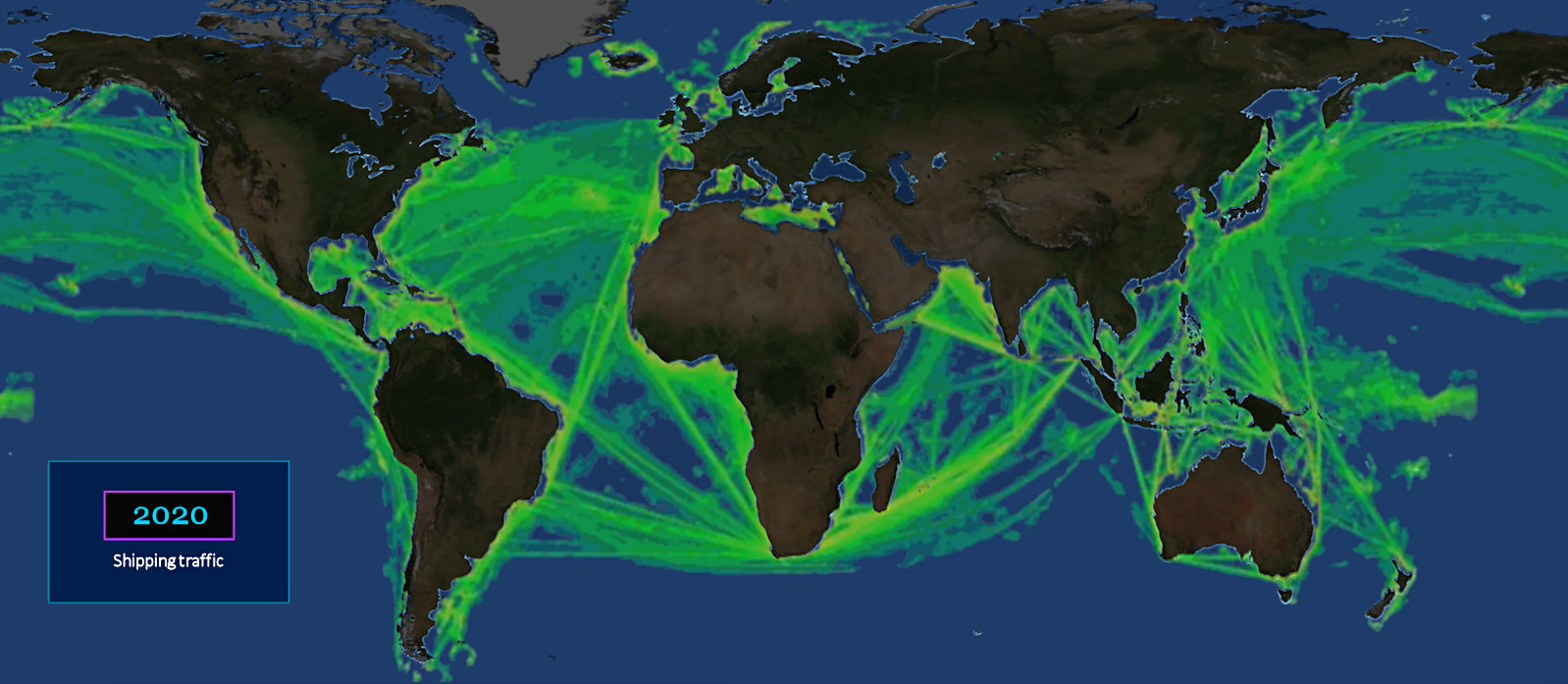 World shipping lanes, 2020 map